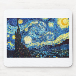 van gogh sterrige nacht 1889 Vintage Art. Muismat