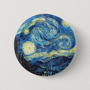 van gogh sterrige nacht 1889 Vintage Art. Ronde Button 5,7 Cm