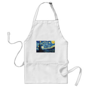 van gogh sterrige nacht 1889 Vintage Art. Standaard Schort