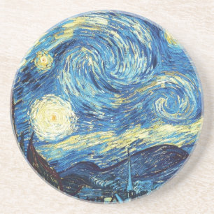 van gogh sterrige nacht 1889 Vintage Art. Zandsteen Onderzetter