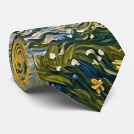Van Gogh stijl amandelboomgaard zonovergoten bloes Stropdas