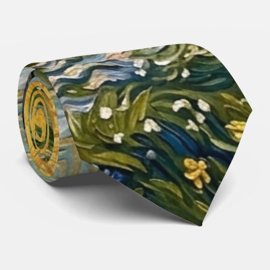 Van Gogh stijl amandelboomgaard zonovergoten bloes Stropdas (Opgerold)