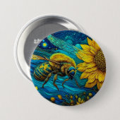 Van Gogh Stijl Bijen & Zonnebloem Ronde Button 7,6 Cm (Voorkant /achterkant)