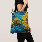 Van Gogh Stijl Bijen & Zonnebloem Tote Bag (Dichtbij)