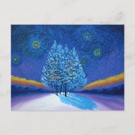 Van Gogh Stijl Blauw Kerstmis Feestdagenkaart