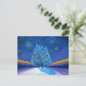 Van Gogh Stijl Blauw Kerstmis Feestdagenkaart (Staand voorkant)