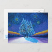 Van Gogh Stijl Blauw Kerstmis Feestdagenkaart (Voorkant / Achterkant)