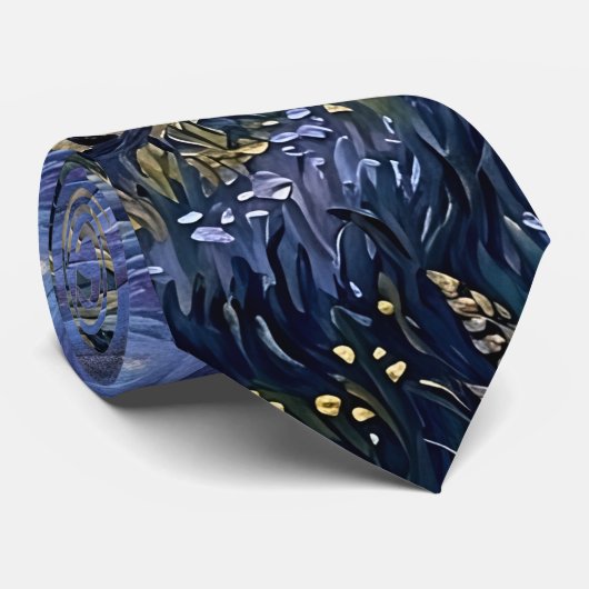 Van Gogh Stijl Cipres Schemering Middennacht Maan Stropdas (Opgerold)