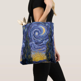 Van Gogh Stijl Cipres Schemering Middennacht Maan Tote Bag