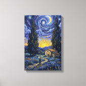 Van Gogh Stijl Cipres Schemering Sterrennacht Kuns Canvas Afdruk (Voorkant)