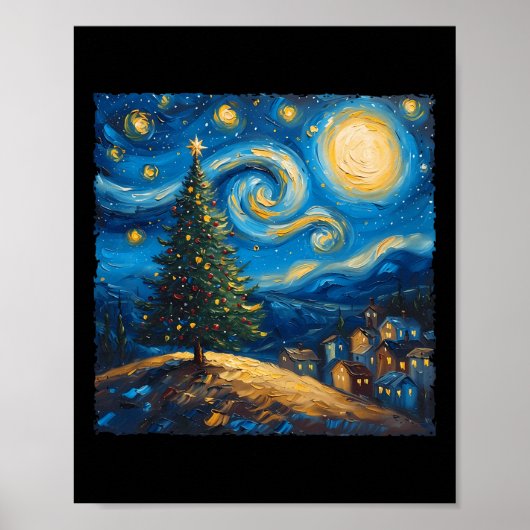 Van Gogh Stijl De Sterrennacht Kerstboom Vil Poster (Voorkant)