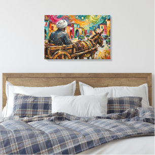 Van Gogh Stijl Ezel Kar Marokkaanse Straat Impasto Canvas Afdruk