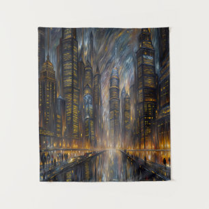 Van Gogh stijl futuristische stadslandschap kunst Wandkleed