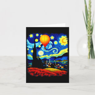 Van Gogh stijl hete luchtballon sterren nacht Kaart