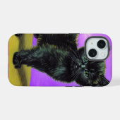 Van Gogh Stijl Kat iPhone 15 Case (Achterkant horizontaal)