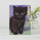 Van Gogh Stijl Kat met Witte Bloemen Save The Date (Staand voorkant)