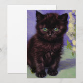 Van Gogh Stijl Kat met Witte Bloemen Save The Date (Voorkant / Achterkant)