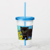 Van Gogh Stijl Kat met Zonnebloemen Acryl Drinkbeker (Voorkant)