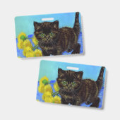 Van Gogh Stijl Kat met Zonnebloemen Badge (Voor- en achterkant)