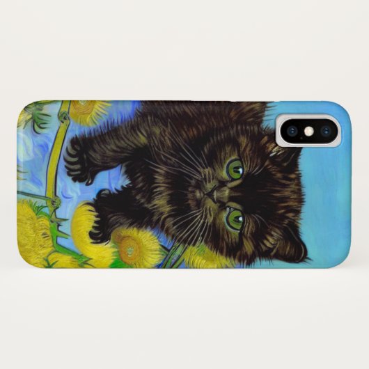 Van Gogh Stijl Kat met Zonnebloemen Case-Mate iPhone Case (Achterkant (horizontaal))
