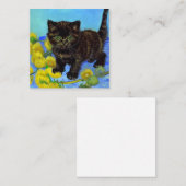 Van Gogh Stijl Kat met Zonnebloemen Informatiekaartje (Voorkant / Achterkant)