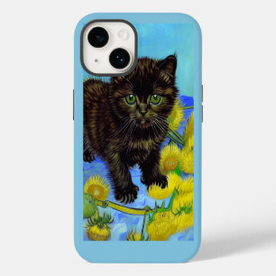 Van Gogh Stijl Kat met Zonnebloemen iPhone 14 Hoesje