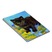 Van Gogh Stijl Kat met Zonnebloemen Notitieboek (Rechterzijde)