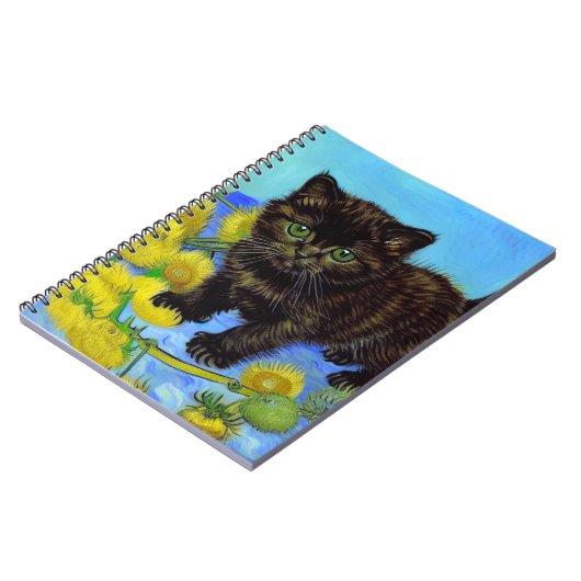 Van Gogh Stijl Kat met Zonnebloemen Notitieboek (Linkerzijde)