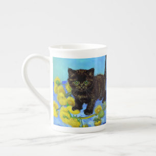 Van Gogh Stijl Kat met Zonnebloemen Porselein Kop