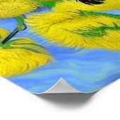 Van Gogh Stijl Kat met Zonnebloemen Poster (Hoek)