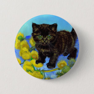 Van Gogh Stijl Kat met Zonnebloemen Ronde Button 5,7 Cm