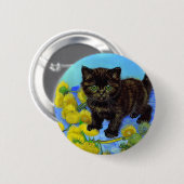 Van Gogh Stijl Kat met Zonnebloemen Ronde Button 5,7 Cm (Voorkant /achterkant)