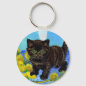 Van Gogh Stijl Kat met Zonnebloemen Sleutelhanger (Achterkant)