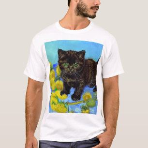 Van Gogh Stijl Kat met Zonnebloemen T-shirt