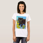 Van Gogh Stijl Kat met Zonnebloemen T-shirt (Voorkant volledig)