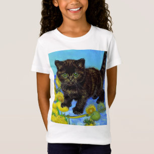 Van Gogh Stijl Kat met Zonnebloemen T-shirt