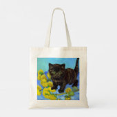 Van Gogh Stijl Kat met Zonnebloemen Tote Bag (Achterkant)