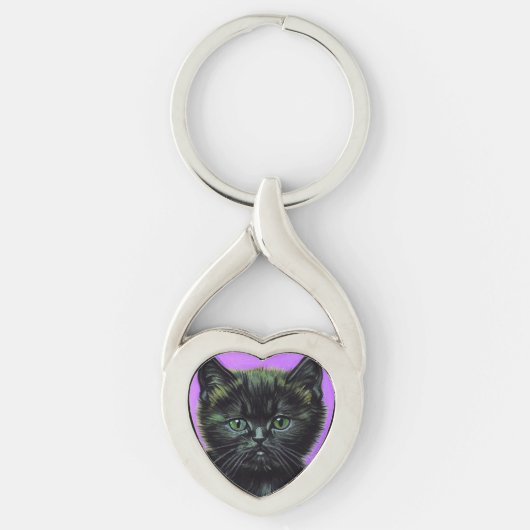 Van Gogh Stijl Kat Sleutelhanger (Voorkant)