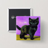 Van Gogh Stijl Kat Vierkante Button 5,1 Cm (Voorkant /achterkant)