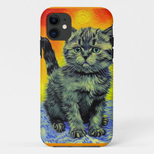 Van Gogh Stijl Kat Zonsondergang Strand Case-Mate iPhone Case