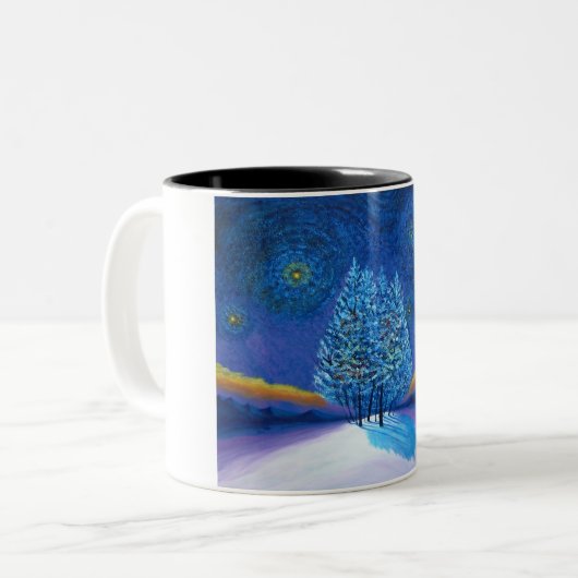Van Gogh Stijl Kerstmis Tweekleurige Koffiemok (Voorkant links)