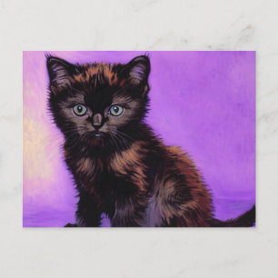 Van Gogh Stijl Paarse kat Briefkaart