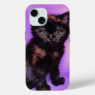 Van Gogh Stijl Paarse kat iPhone 15 Case