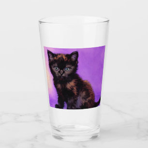 Van Gogh Stijl Paarse kat Glas