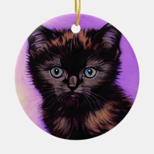 Van Gogh Stijl Paarse kat Keramisch Ornament (Voorkant)