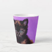 Van Gogh Stijl Paarse kat Latte Mok (Voorkant)