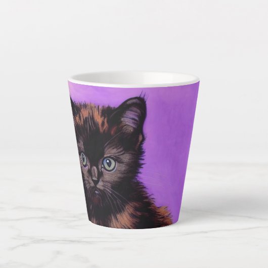 Van Gogh Stijl Paarse kat Latte Mok (Voorkant)