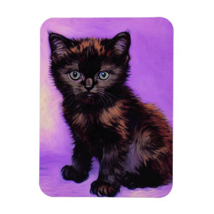 Van Gogh Stijl Paarse kat Magneet