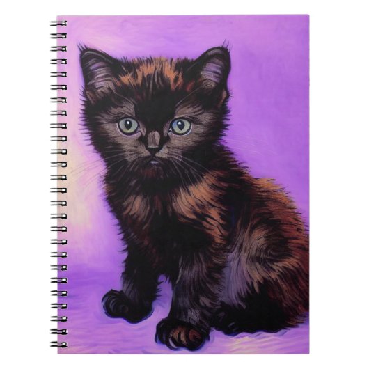Van Gogh Stijl Paarse kat Notitieboek (Voorkant)