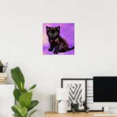 Van Gogh Stijl Paarse kat Poster (Thuiskantoor)
